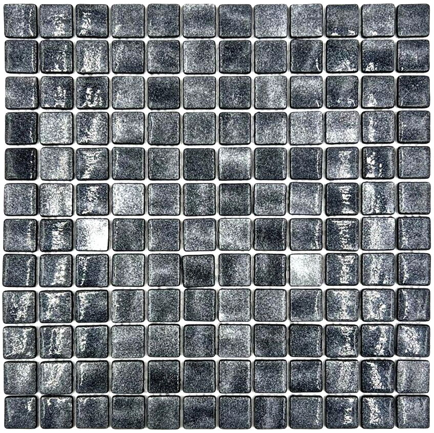 Мозаика стеклянная Atlantis Iron Bonaparte бассейновая глянцевая черная серая