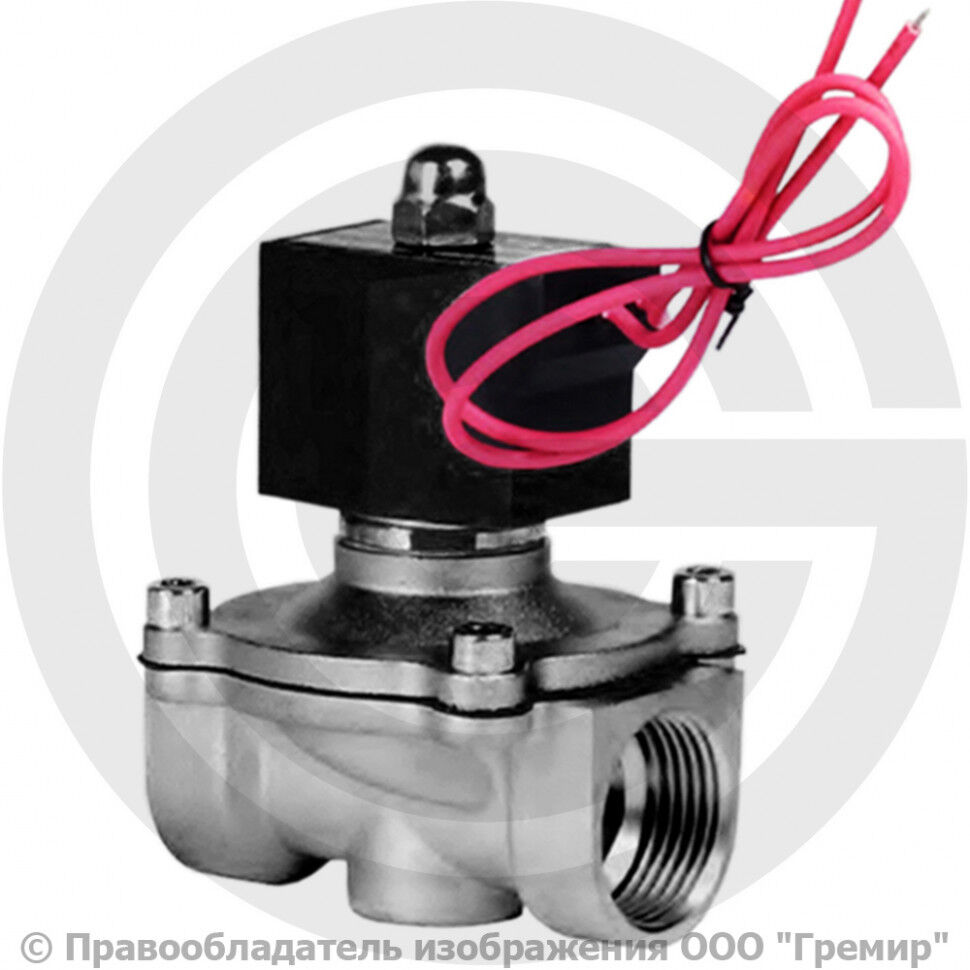 Клапан электромагнитный нержавеющий прямого действия открытый Ду-50 (2") Ру-10 ВР (ВН) 220AC NK-2W-500-50KB-220VAC