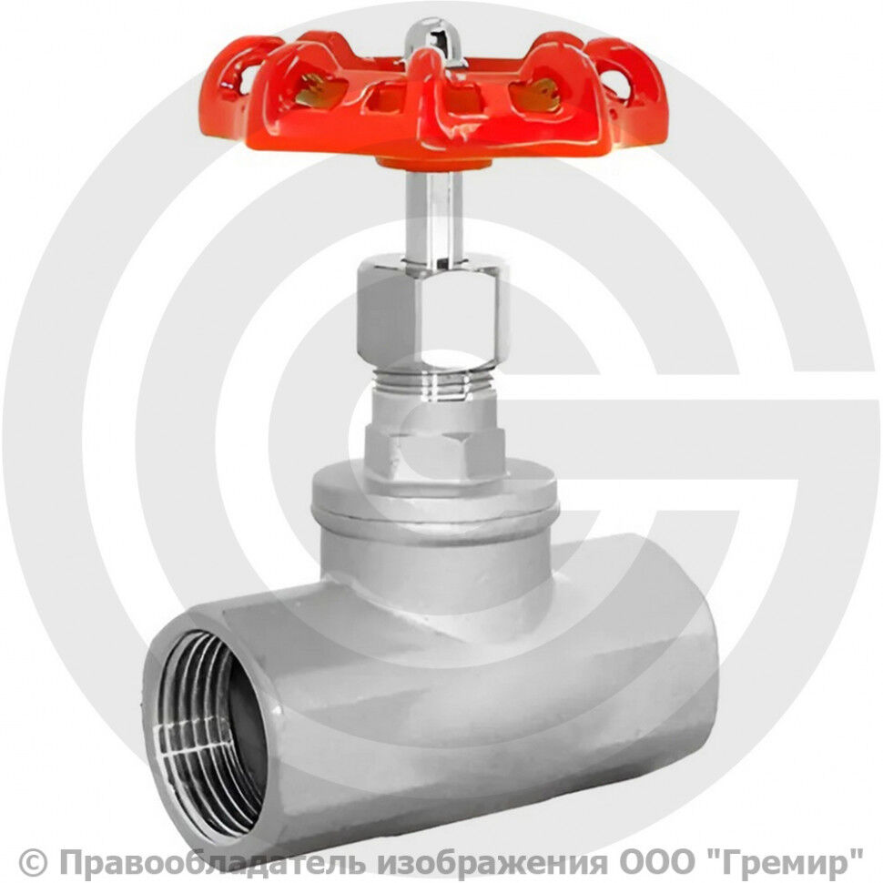 Клапан запорный (вентиль) нержавеющий муфтовый Ду-40 (1 1/2") Ру-40 ВР (ВН) (Т