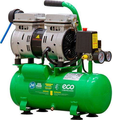 Компрессор Eco AE-10-OF1, 120 л/мин, 8 атм, коаксиальный безмасляный ресивер, 10 л, 220 В, 07 кВт AE-10-OF1 120 л/мин 8