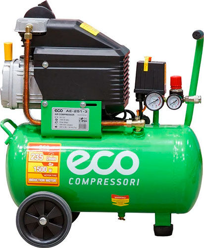 Компрессор Eco AE-251-3, 235 л/мин, 8 атм, коаксиальный масляный ресивер, 24 л, 220 В, 1.50 кВт AE-251-3 235 л/мин 8 атм