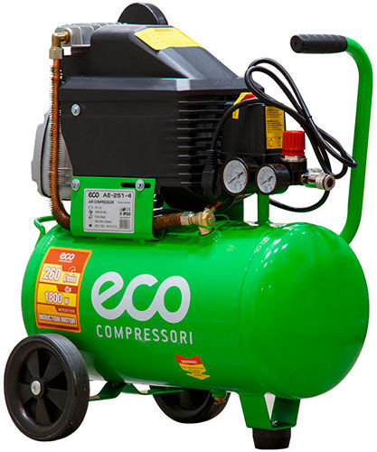 Компрессор Eco AE-251-4, 260 л/мин, 8 атм, коаксиальный масляный ресивер, 24 л, 220 В, 1.80 кВт AE-251-4 260 л/мин 8 атм
