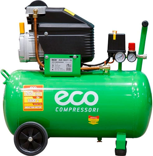 Компрессор Eco AE-501-3, 260 л/мин, 8 атм, коаксиальный масляный ресивер, 50 л, 220 В, 1.80 кВт AE-501-3 260 л/мин 8 атм