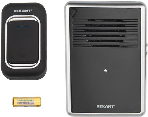 Беспроводной дверной звонок c цифровым кодированием Rexant 25 мелодий, 150 м, кнопка, IP4,4 черный (RX-30) 25 мелодий 15