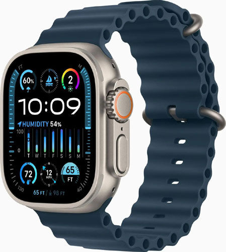 Умные часы и браслет Apple Watch Ultra 2 49mm Titanium Case with Blue Ocean Band (MREG3LL/A)