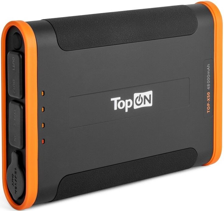 Аккумулятор внешний универсальный TopOn TOP-X50 48000mAh Type-C PD 60W, USB1 QC3.0, USB2 12W, авторозетка 180W, фонарь
