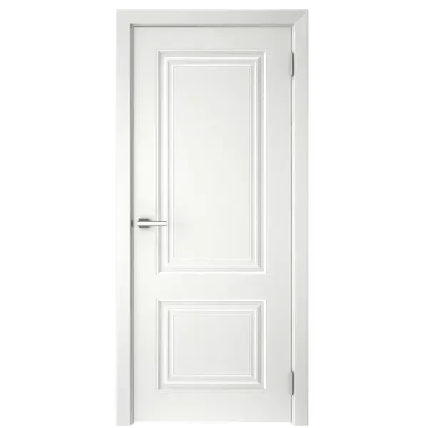 Дверь межкомнатная глухая с замком и петлями в комплекте Скин 2 90x200 см эмаль цвет белый Без бренда