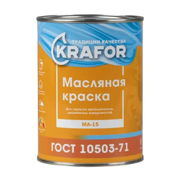 Масляная краска KRAFOR 26313 цвет белый 0.9 кг