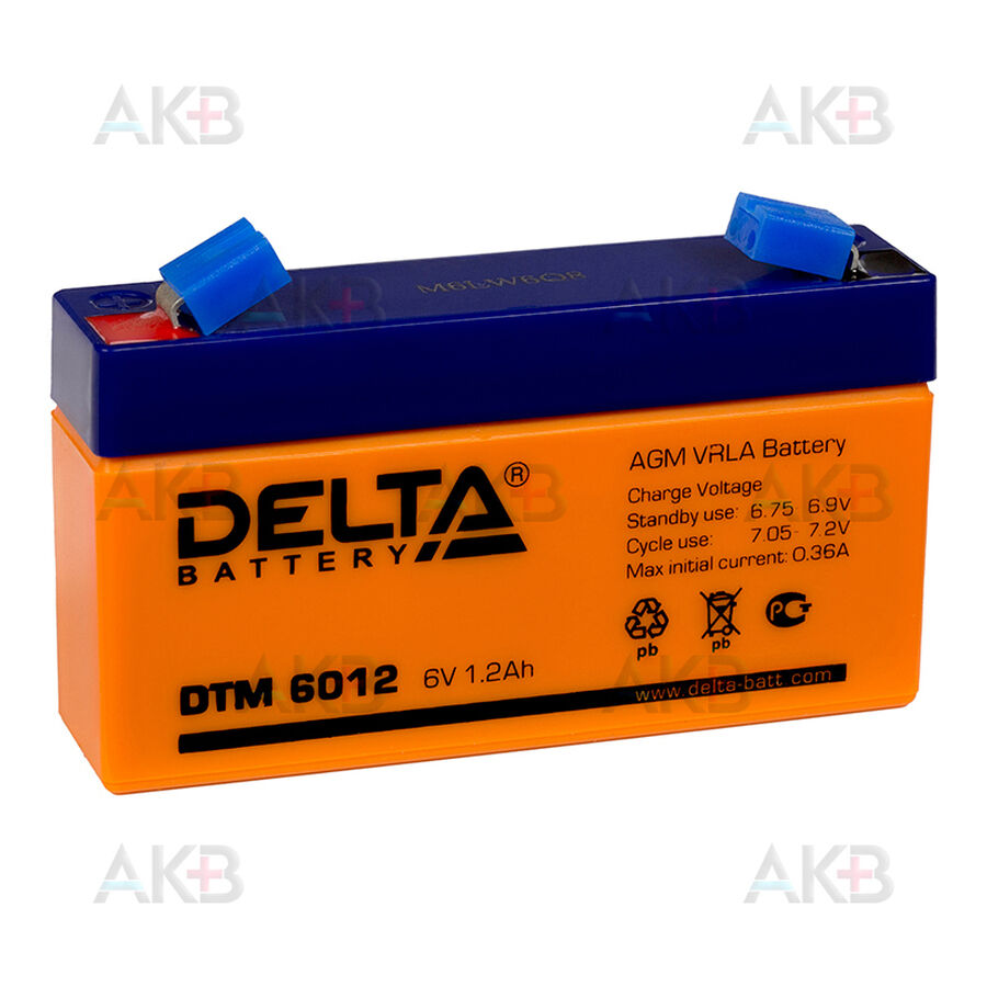Аккумулятор Delta DTM 6012, 6V 1.2Ah (97x24x52)