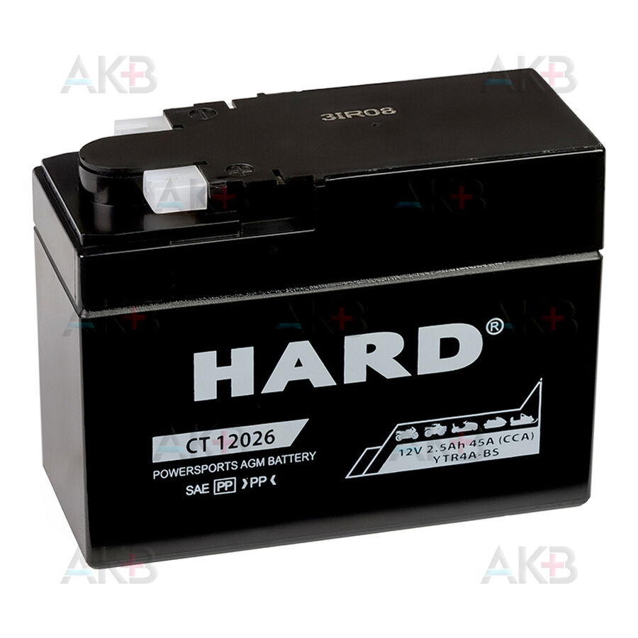 Аккумулятор HARD YTR4A-BS 12V 2.5 Ah 45А (114x49x86) CT 12026 AGM клеммы сбоку