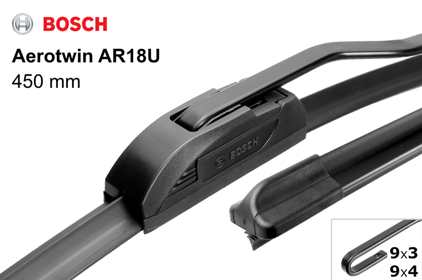 Щетка стеклоочистителя Bosch AeroTwin AR18U 450мм/18 (бескаркасная) 3 397 008 532