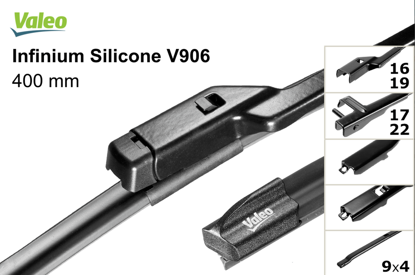 Щетка стеклоочистителя VALEO Infinium Silicone 400мм/16 V906 (бескаркасная) 744906