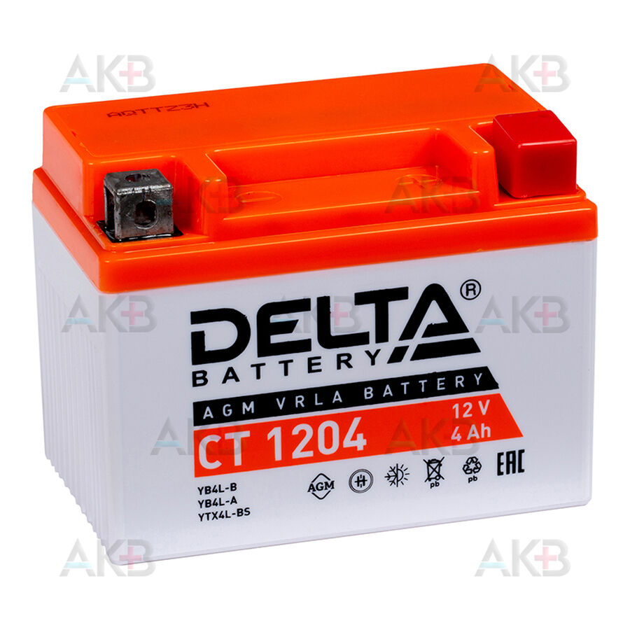 Аккумулятор Delta CT 1204, 12V 4Ah, 50А (113x70x89) YB4L-B, YB4L-A, YTX4L-BS