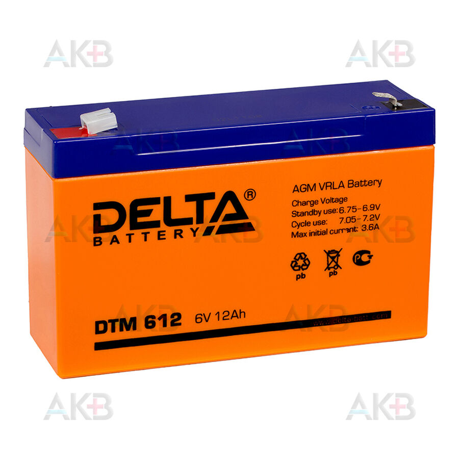 Аккумулятор Delta DTM 612, 6V 12Ah (151x50x94)