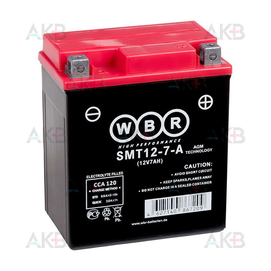 Аккумулятор WBR SMT12-7-A AGM 7 Ач 120А обратная пол.(113x70x131) YTX7L-BS