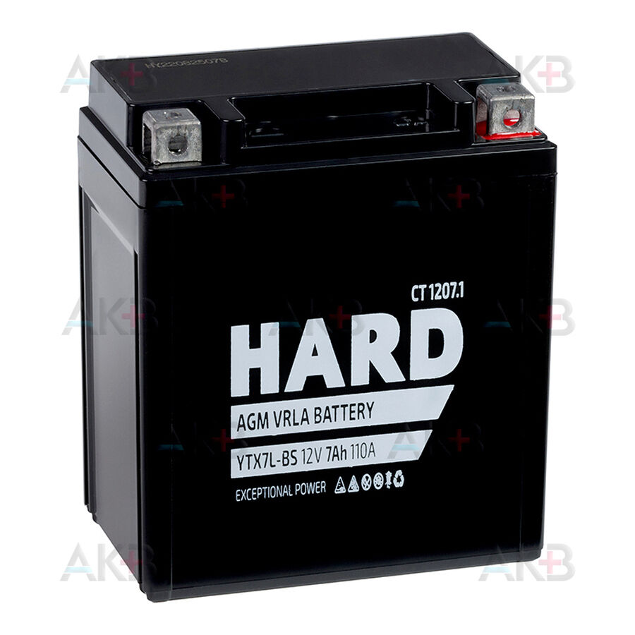 Аккумулятор HARD YTX7L-BS 12V 7Ah 110А (114x70x132) CT 1207.1 обр. пол.