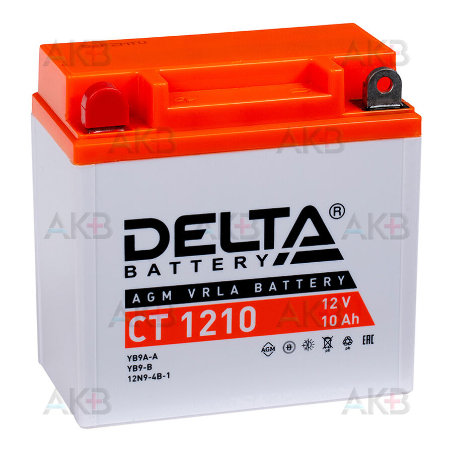 Аккумулятор Delta CT 1210, 12V 10Ah 100А (137x77x138) YB9A-A, YB9-B, 12N9-4B-1