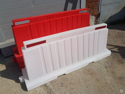 Вкладывающийся дорожный пластиковый барьер 2м (водоналивной блок) красный/белый
