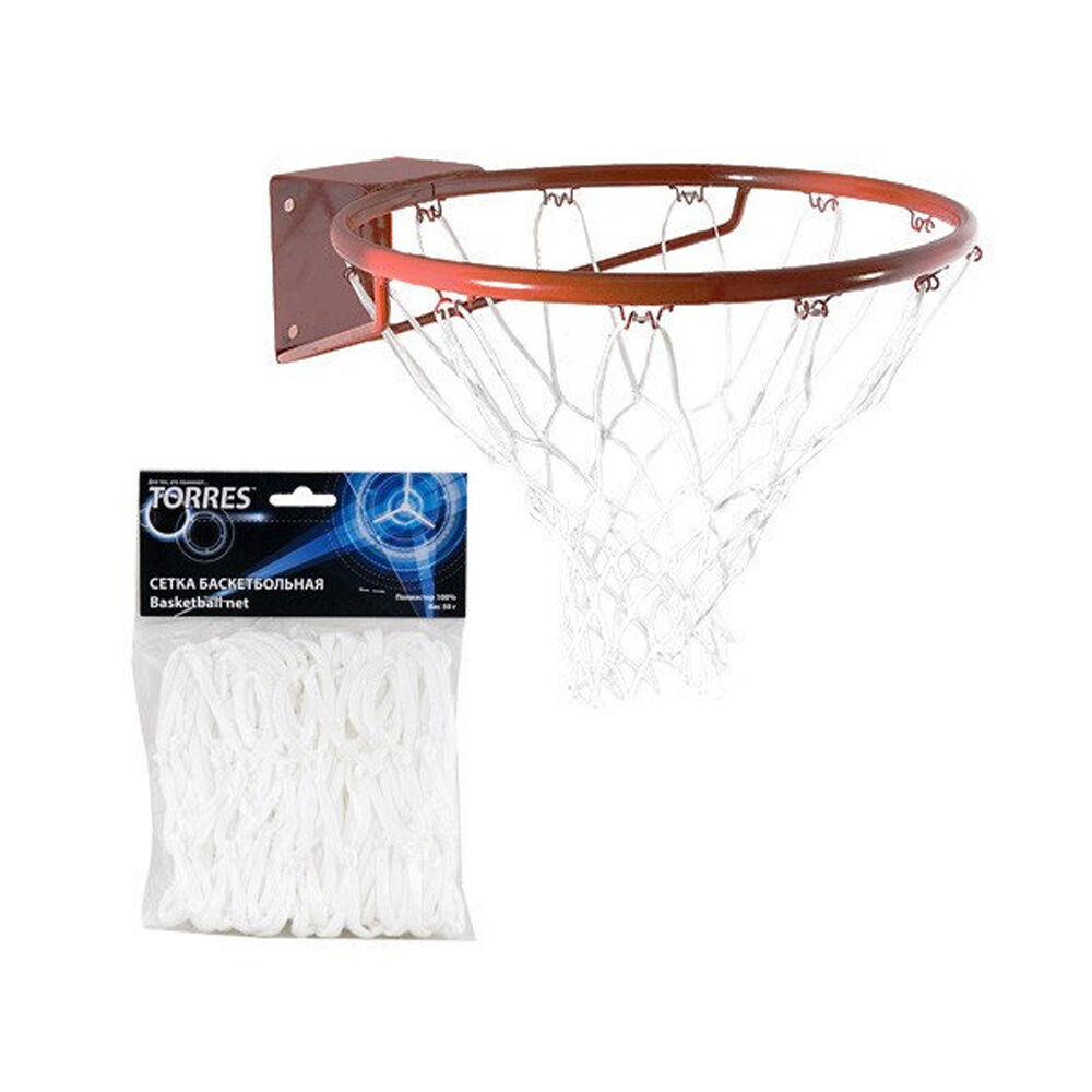 Сетка баскетбольная Torres, нить 4 мм, белая