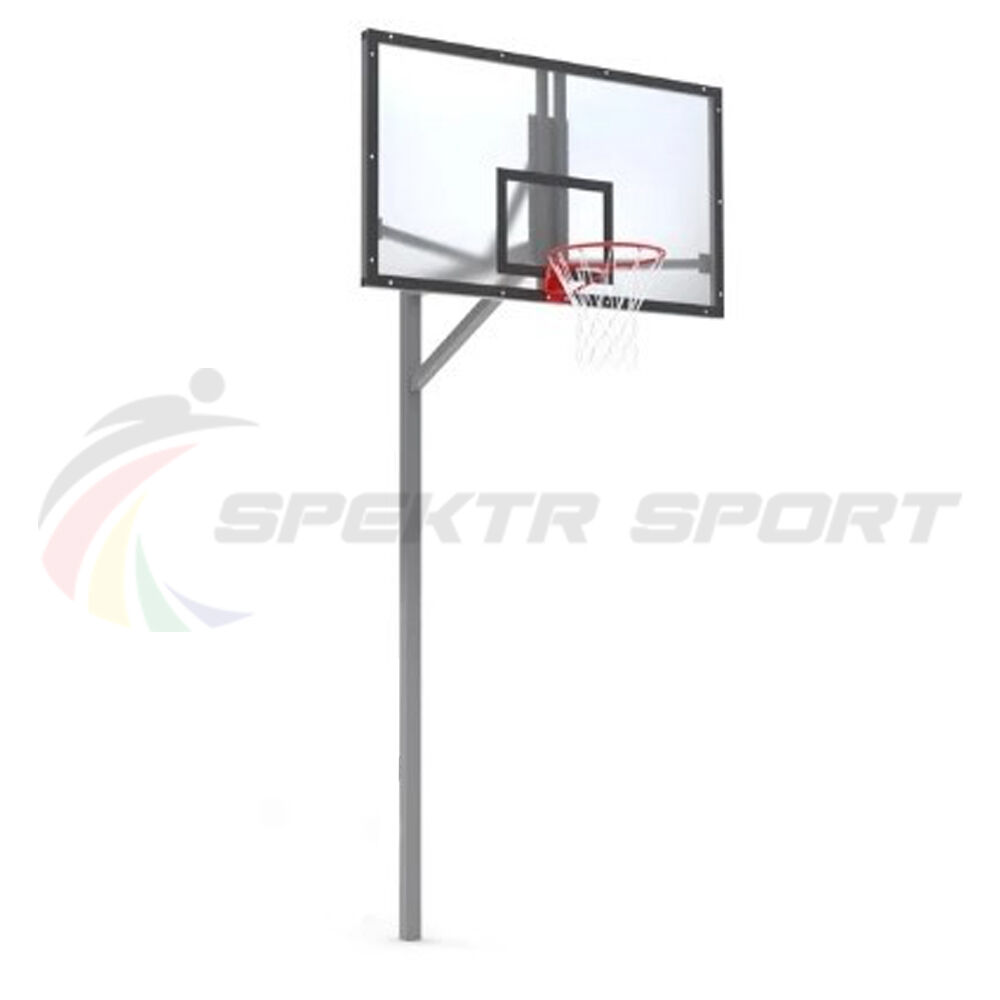 Стойка баскетбольная уличная упрощенная со щитом из оргстекла, кольцом и сеткой SP D 412
