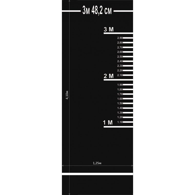 Дорожка (разметка) для прыжков в длину с места для сдачи норматива 4,1х1,25 м (цвет черный)