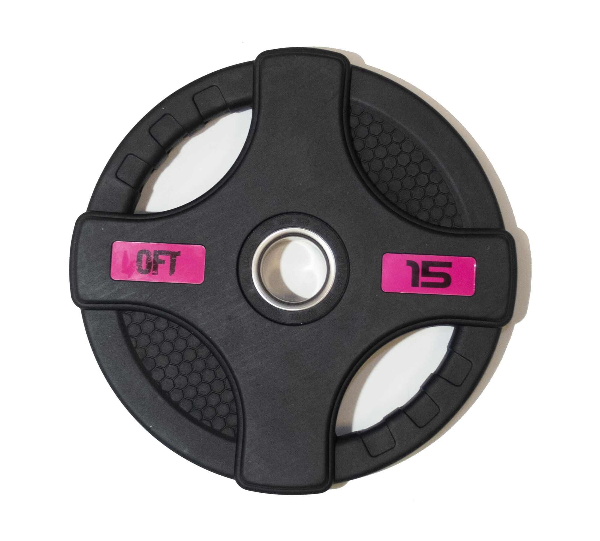 Диск олимпийский обрезиненный черный с двумя хватами 15 кг Original FitTools FT-2HGP-15