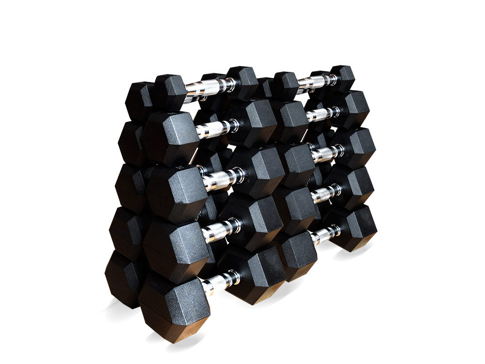 Набор гексагональных гантелей 10 пар от 1 до 10 кг Original FitTools FT-HEX-SET-110