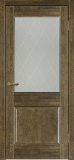 Двери межкомнатные Элегия-2 массив ольхи Античный орех, остекленная #1