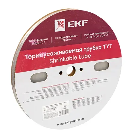 Термоусаживаемая трубка ТУТ 10/5 прозрачная рулон EKF Proxima 100