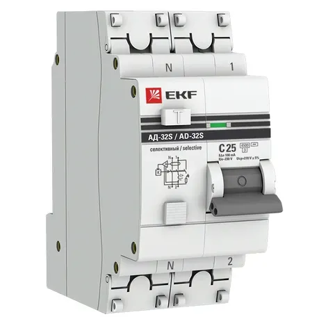 Дифференциальный автомат АД-32 (селективный) 1P+N 25А/100 мА EKF Proxima