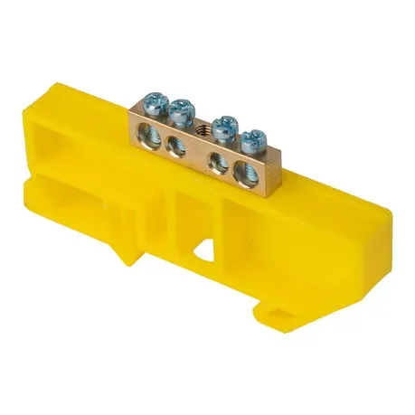 Шина "0" N 6x9 мм 4 отверстия латунь желтый изолятор на DIN-рейку EKF Proxima 20