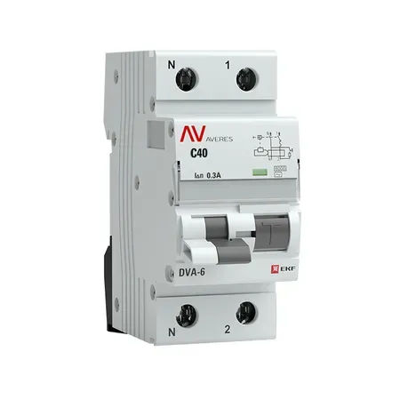 Дифференциальный автомат DVA-6 1P+N 40А (C) 100 мА (AC) 6 кА EKF Averes