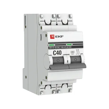 Автоматический выключатель 2P 40А (C) 6 кА ВА 47-63 DC EKF Proxima