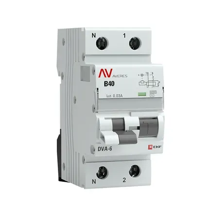 Дифференциальный автомат DVA-6 1P+N 40А (C) 30 мА (AC) 6 кА EKF Averes