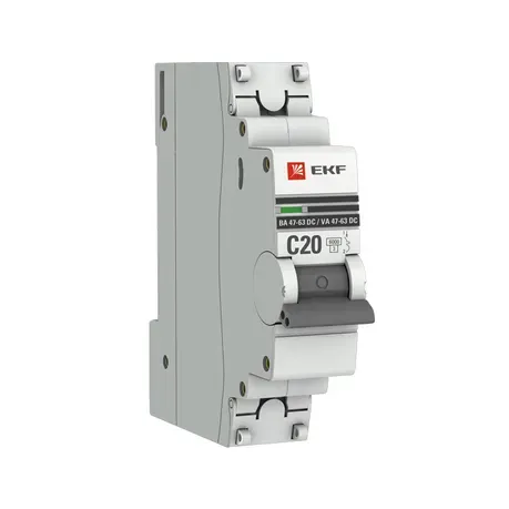 Автоматический выключатель 1P 20А (C) 6 кА ВА 47-63 DC EKF Proxima