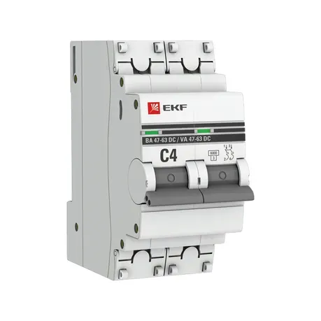 Автоматический выключатель 2P 4А (C) 6 кА ВА 47-63 DC EKF Proxima