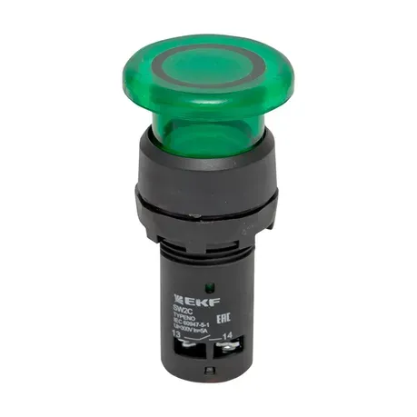 Кнопка SW2C-MD зеленая с подсветкой NO 24В Грибок EKF Proxima