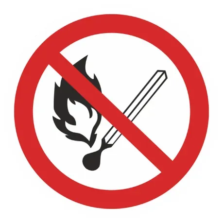 Знак наклейка Р02 "Запрещается пользоваться открытым огнем и курить" (200х200) ГОСТ 12.4.026-2015 EKF 10