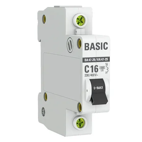 Автоматический выключатель 1P 16А (C) 4,5кА ВА 47-29 Basic EKF