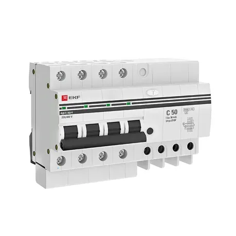 Дифференциальный автомат АД-4 50А/ 30 мА (хар. C, AC, электронный) 4,5кА EKF Proxima