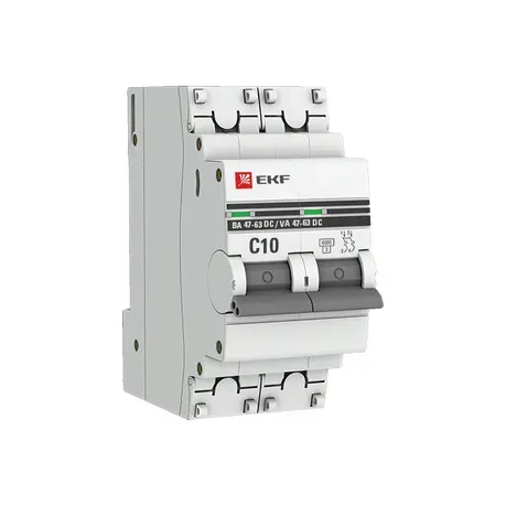 Автоматический выключатель 2P 10А (C) 6 кА ВА 47-63 DC EKF Proxima