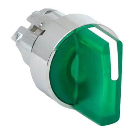 Исполнительный механизм переключателя ХB4 зеленый на 2 положения возвратный без фиксации, с подсветкой с короткой ручкой