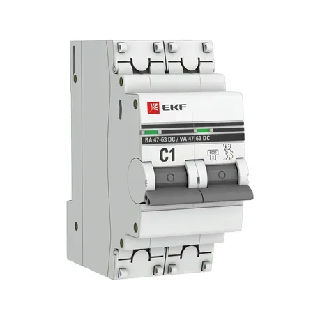 Автоматический выключатель 2P 1А (C) 6 кА ВА 47-63 DC EKF Proxima