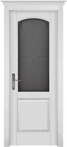 Двери межкомнатные Фоборг массив ольхи Эмаль белая, остекленная