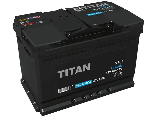 Аккумулятор TITAN Classic 75Ah П.П 620A