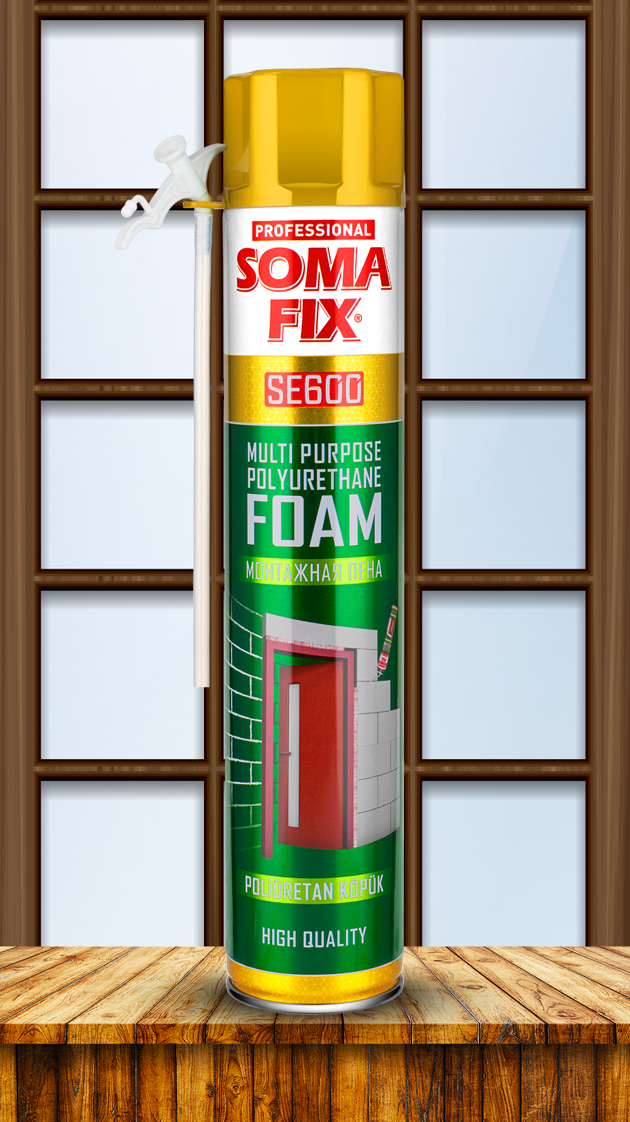 Пена монтажная ручная SOMA FIX FOAM 850 мл. (40 л. выход), всесезонная