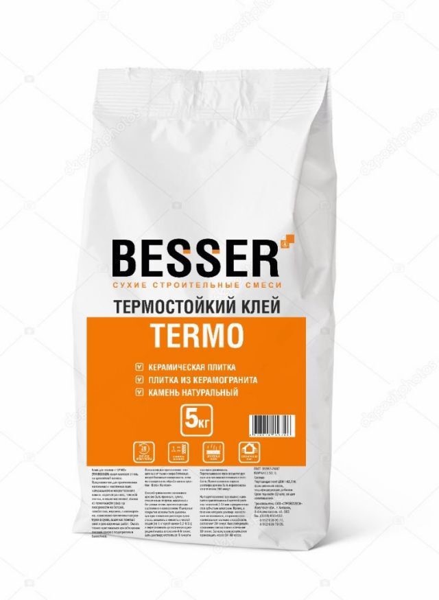 Клей BESSER для плитки до 1000град. "ТЕРМО" 5 кг /4/