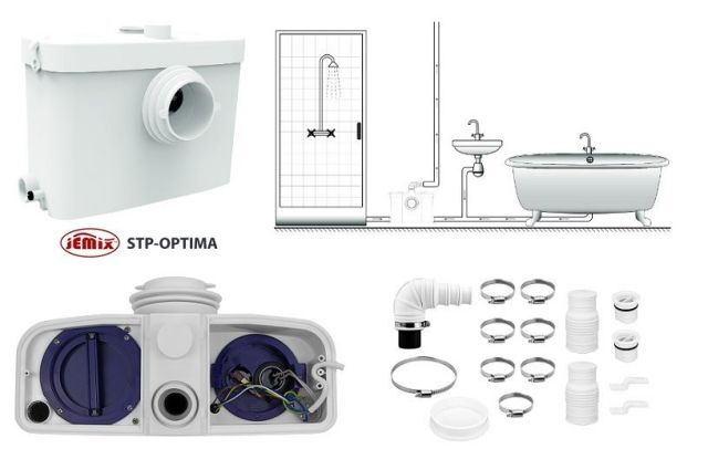 Насос для туалета STP-OPTIMA 500 Вт, 100л/мин, H-7м, горизонт сброса до 70 м /2/