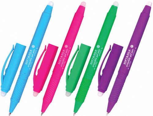 Ручка стираемая гелевая Brauberg SOFT&SILK FRUITY, синяя, комплект 4 штуки, узел 0.7 мм, с грипом (880224) SOFT&SILK FRU