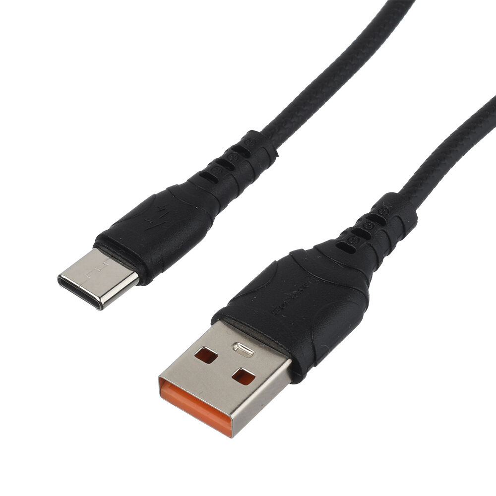 USB кабель шт.USB (A) - шт.Type-C 1м, 2,4A, ПВХ, черный GP06T "GoPower" 2